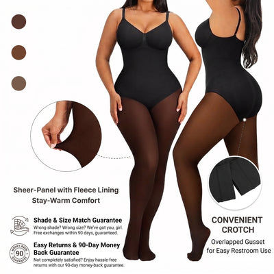SnatchFleece™ Bodysuit: Fleece-Lined Tights + Shapewear