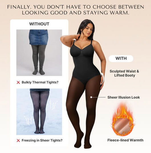 SnatchFleece™ Bodysuit: Fleece-Lined Tights + Shapewear