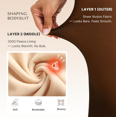 SnatchFleece™ Bodysuit: Fleece-Lined Tights + Shapewear
