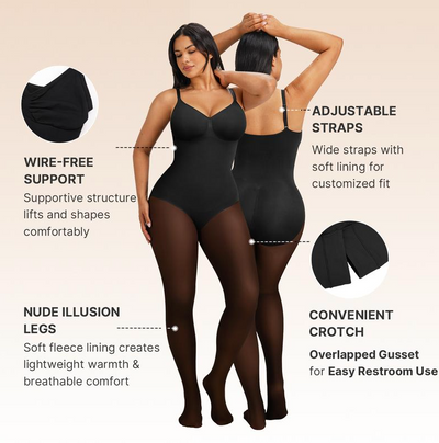 SnatchFleece™ Bodysuit: Fleece-Lined Tights + Shapewear